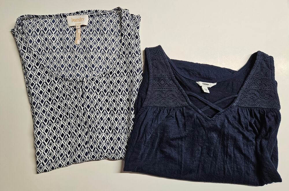 Lot of 2 Women's Tank Tops, 1 Sonoma Casual & 1 Laundry Dressy, Blue, XL